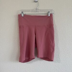 Old Navy Active Coral Pink Shorts Biking Cycling Yoga Activewear Sz LG Pockets